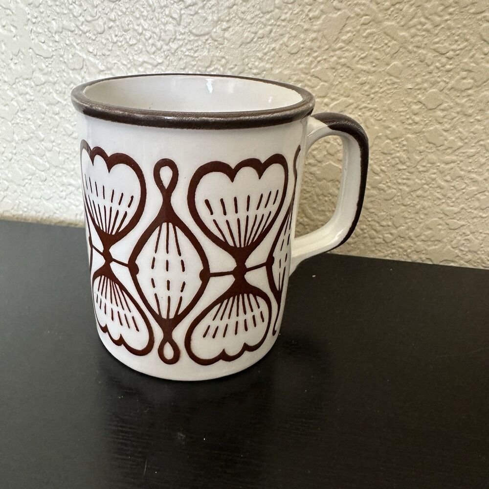 Rare Vintage 1970s Mug Brown White Pottery Retro Mug MCM